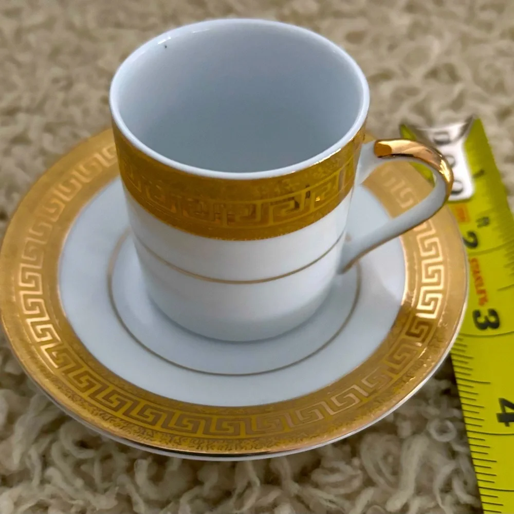 2 sets porcelain Demitasse cup/saucers Espresso morning joe quiet Lux Quality